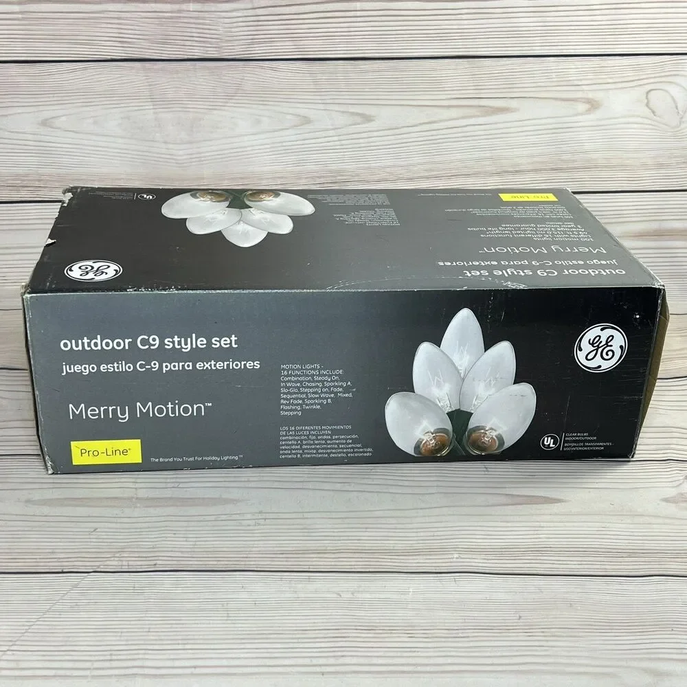 GE Merry Motion Pro-Line C9 Christmas Lights 100 Clear 16 Function 49ft Outdoor